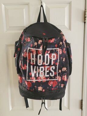 Hoop Culture Hoop Vibe floral patterned basketball backpack.